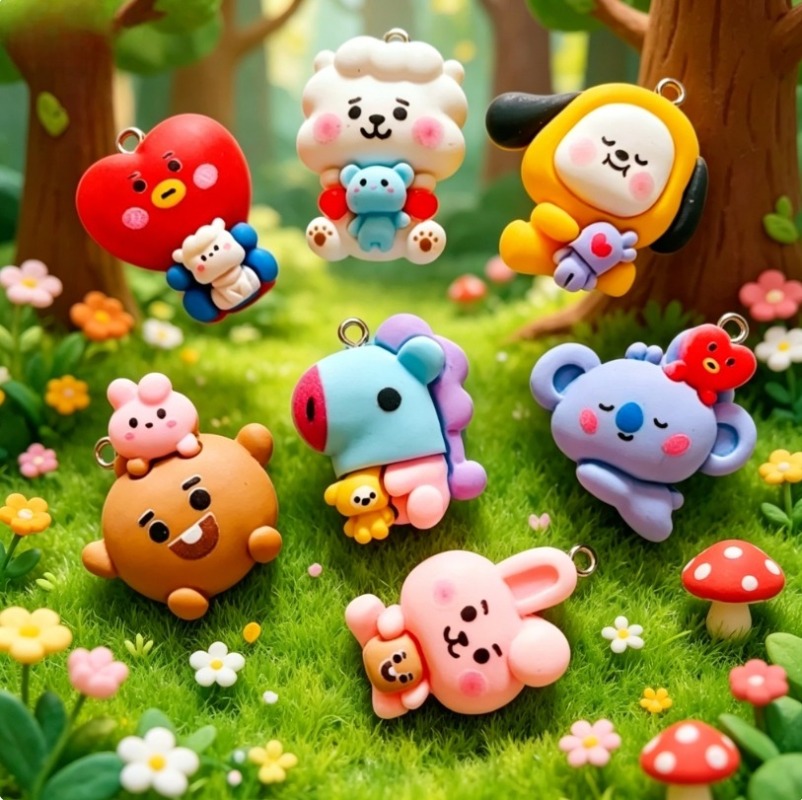 7pcs BT21 Resin Cartoon Charm  - Resin Crafts Diy recension och pris
